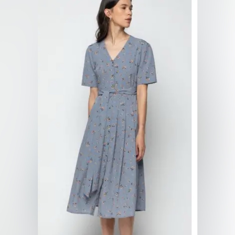 OAK + FORT Blue Floral Midi Dress